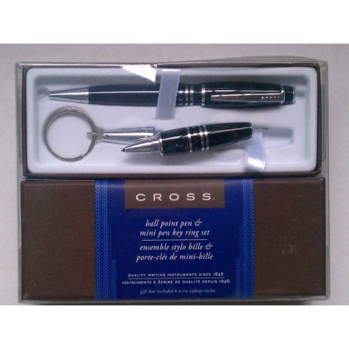 CROSS ballpoint pen and key chain mini pen SET NIB black lacquer body WINDSOR