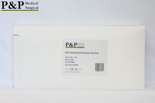 Self Seal Sterilization Pouch 5.25&#034; x 10&#034; Box of 2000 Indicator Strip P&amp;P pp-sp1