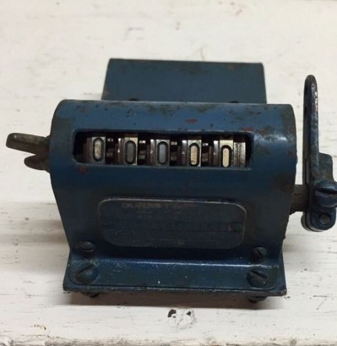 Vintage Durant Mfg Door Counter - Blue With Original Mount - 5 Digit