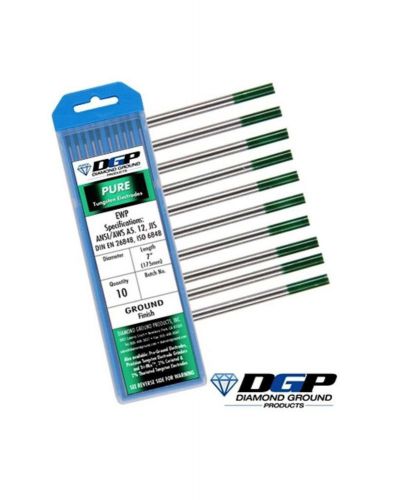 Diamond ground tig tungsten electrodes pure tungsten green 3/32&#034;x7&#034; (10 pack) for sale