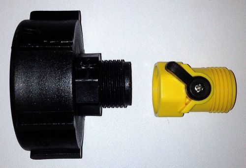 275 330 Gallon IBC Tote Tank Valve Adapter 2&#034; Coarse Thread x Garden SHUTOFF