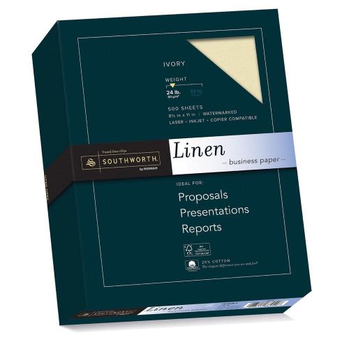 Southworth Fine Linen Paper 25% Cotton Size 24 Ivory 500 Sheets (564C)