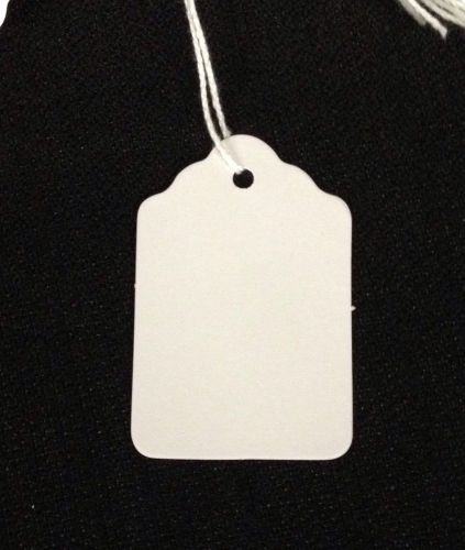 100 LARGE White BLANK Strung Scallop Top Merchandise Inventory Jewelry Tags