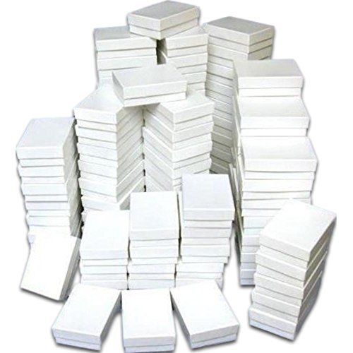 100 Cotton Boxes White Pendant Chain Jewelry Displays 3.25&#034;