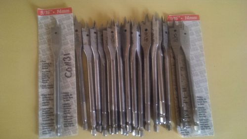 9/16&#034; wood boring spade drill bits 1/4&#034; hex shank (lot of 24) for sale