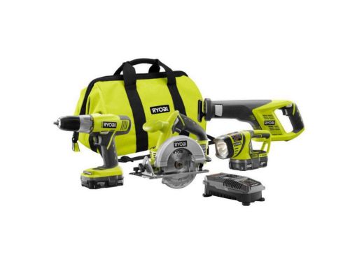 Ryobi Super Combo 4-Tool Kit Cordless 18V Lithium-Ion New Drill Saw DIY Home