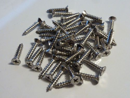 LOT OF 50 STAINLESS STEEL 10 X 1&#039;&#039; WOOD SCREWS FLAT PHILLIPS HEAD