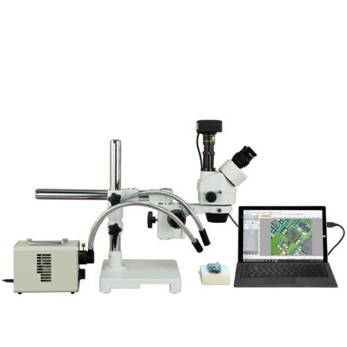 Omax 2.1x-225x 5mp usb3 digital zoom stereo boom microscope+20w led dual lights for sale