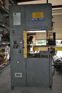 USED GROB VERTICAL BAND SAW 4V-18, 24&#034; THROAT, HYDRAULIC FEEDS, BLADE WELDER