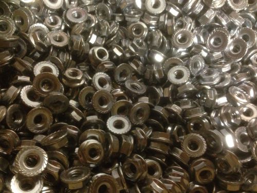 (600) 1/4-20 Serrated Hex Flange Nuts Flange Locknuts or Spin / wiz nuts Zinc