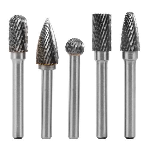 5pcs Tungsten Carbide Burr Rotary Cutter Engraving bit Set 10mm 1/4&#034; Shank BI224