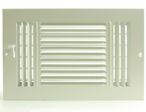 8w&#034; x 4h&#034; fixed stamp 3-way air supply diffuser, hvac duct cover grille white for sale