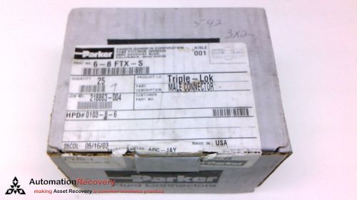 PARKER 6-8 FTX-S - PACK OF 25 -  #6 M ST. 1/2&#034; NPT TRIPLE-LOK CONNECTO, NEW