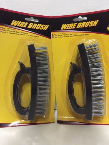 2 Of 6.5&#034; inch Heavy Duty Steel Wire Brush Plastic Grip (Black)