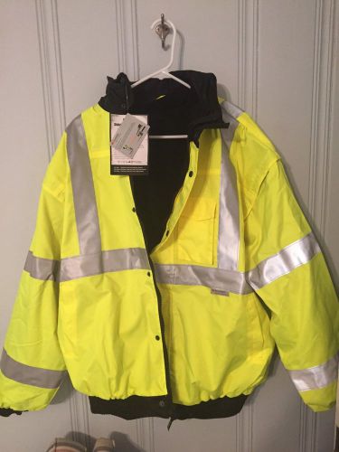 OCCUNOMIX LUX-ETJBJ-Y2X Insulated Bomber Reflective Jacket Coat Vest Yellow 2XL