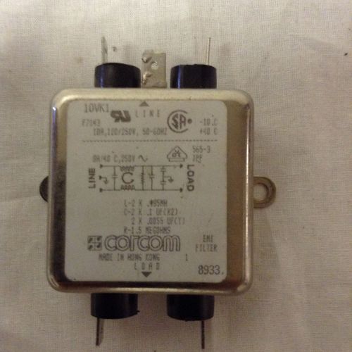 CORCOM EMI LINE FILTER CAT# 10VK1 F7143 10A 120V