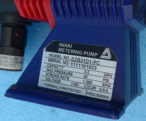 Walchem iwaki  # ezb31d1-pc motor driven metering pump for sale