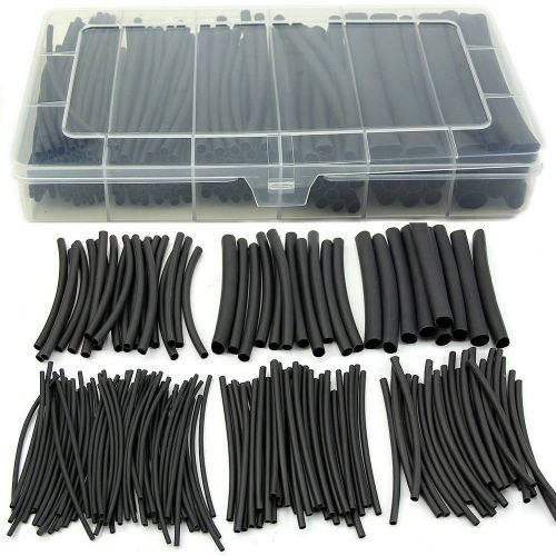 160pcs Pro-Kit 4&#034; Black Polyolefin 2:1 Halogen-Free Heat Shrink Tubing 6 Sizes