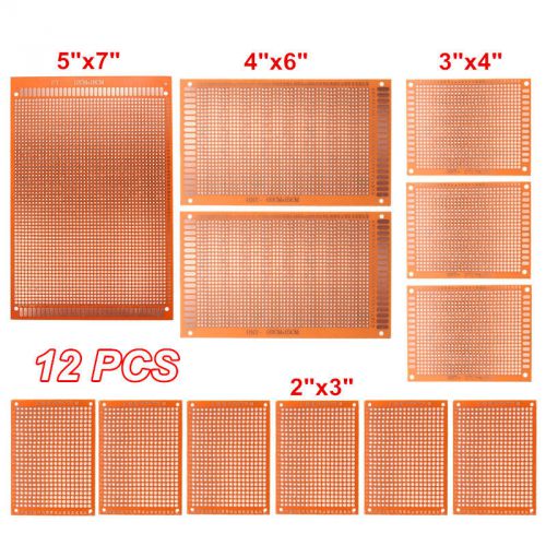 12PCS KIT Prototyping PCB Printed Circuit Board Stripboard Prototype Breadboard