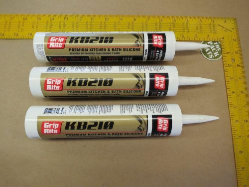 3 Grip Rite KB210 Silicone Sealant, Premium Kitchen and Bath Caulk 100% Silicone