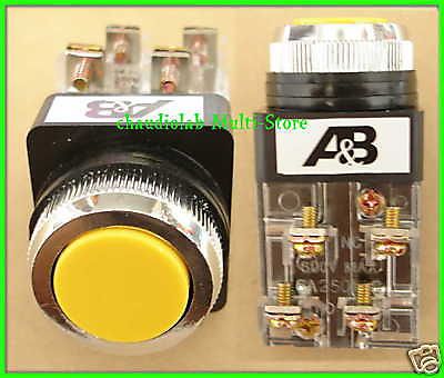 2 Pcs Momentary Pushbutton Switch 1NO+1NC each Yellow #098098