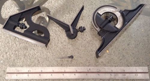 Vintage Starrett 4 Pc. Combination Square - 490 Protractor Head - 4 Gradustions