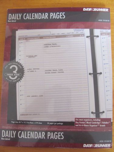 New Day Runner Daily Calendar Pages Non-Dated Refill 8.5&#034; x 11&#034; 30 Pages 068-120