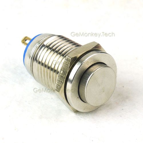 2 PCS 12mm Metal Brass Nickel Plating Switch Latching Push Button IP67 2A/36VAC