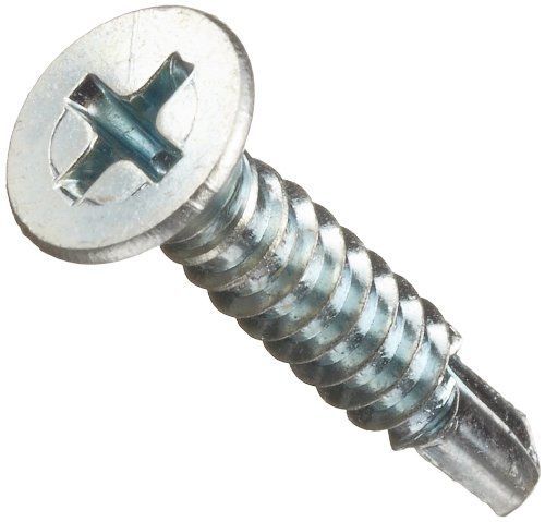 Zinc Plated Steel Self-Drilling Screw, 82 degrees Flat Head, Phillips Drive, #2