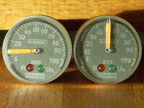 Two new! crouzet syrelec mba 88901152 analog dial timer 5 - 100 sec panel mount for sale