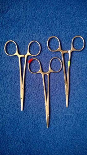 (3) KELLEY 5&#034; HEMOSTAT FORCEPS STRAIGHT LOCKING PLIERS