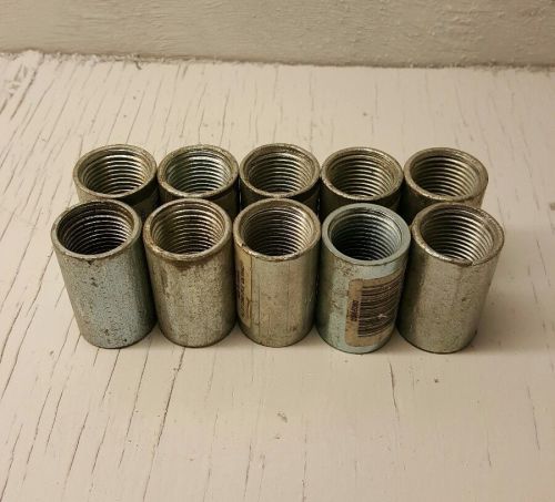 1/2&#034; rigid conduit couplings threaded galvanized steel- lot of 10 for sale