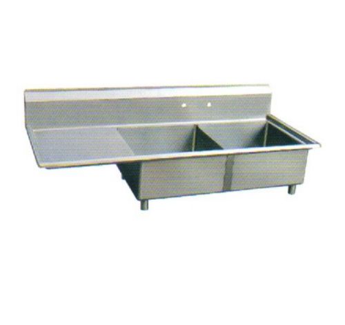 Sapphire SMS-2-1416L, 14x16-Inch 2-Compartment Stainless Steel Sink with Left Dr