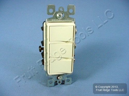 Leviton Almond Decora Triple Rocker Light Switch Triplex 15A Bulk 1755-2A