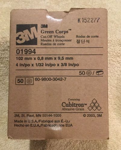 3M 01994, 4&#034;x1/32&#034;x3/8&#034;  Abrasive Cut-Off Wheel, Box of 50, Factory Sealed