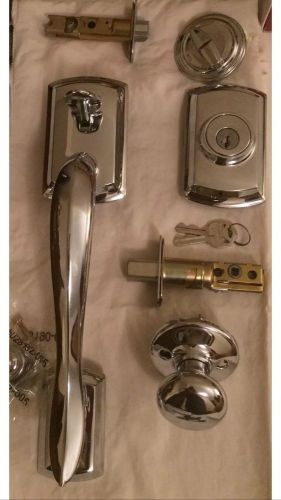 Kwikset Avalon Handle-Set w/Interior Trim Pack Polished Chrome. 2 Original Keys