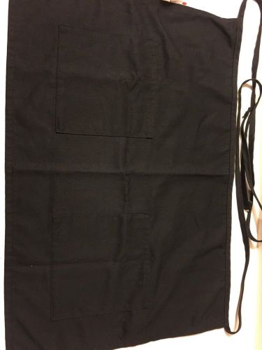 Unisex Waist Apron Waiter/ Waitress Server Apron with Double Pockets Black