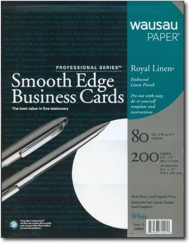 Wausau Smooth Edge Linen White Business Cards - 120 Sheets / 1200 Business Cards