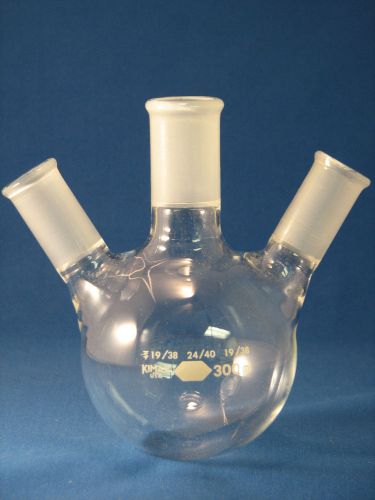 Kimax 300mL Round Distilling Flask 3 Neck  24/40 &amp; 19/38