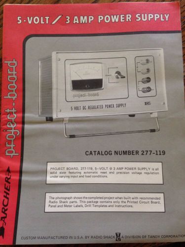 Archer Project-Board 5-Volt/3 Amp Power Supply Catalog Number 277-119 Manual
