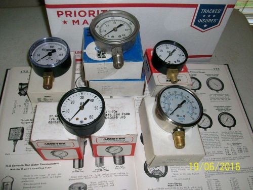One lot of seven industrial pressure gauges. for sale