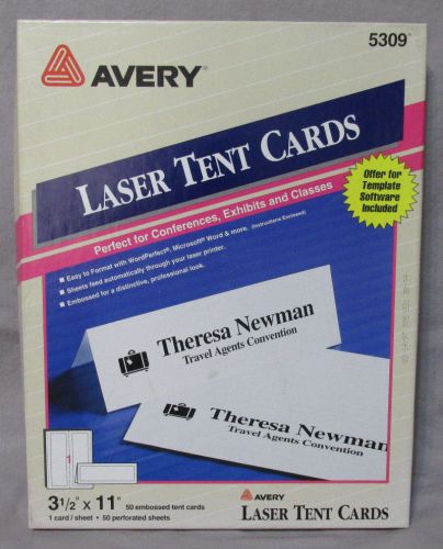 Avery Large Embossed Tent Cards 5309 ~ 3-1/2&#034; x 11&#034; 50 Embossed Tent Cards