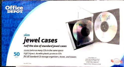 NEW Office Depot Slim CD 50 Jewel Cases Black High Impact