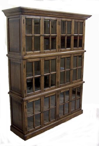 SOLID OAK  BOOKCASE w/ 12 DOORS ..  FREE SHIPPING