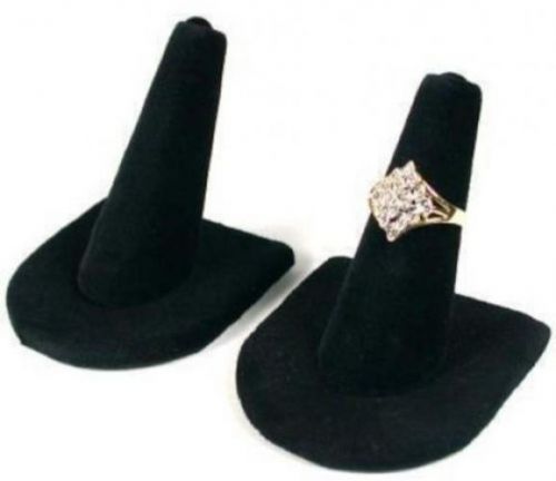 2 Black Velvet Ring Finger Jewelry Holder Showcase Display Stands