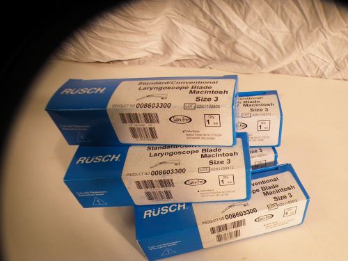 LOT 5PC Rusch Standard/Conventional Laryngoscope Blade Miller Size 008603300 NIB