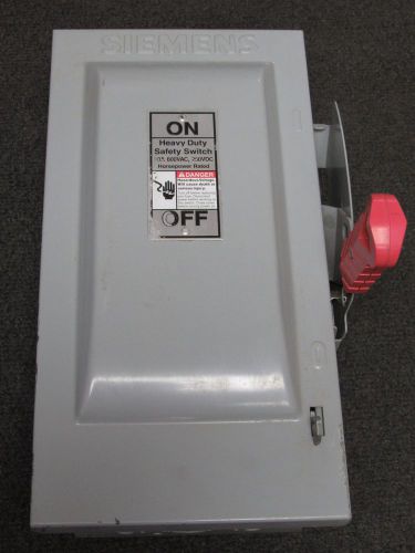 SIEMENS HF361N 30A/600VAC/250VDC/3P NEMA 1 FUSIBLE HEAVY DUTY SAFETY SWITCH