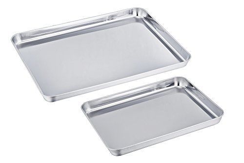 TeamFar Stainless Steel Commercial Baking Sheet Bakeware Cookie Pan Set, Heavy