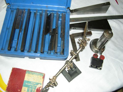 Lot odd tools square thread measuring wires, parallels, 15 degree set up custom for sale