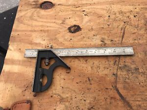 Vintage L.S. STARRETT Co. Combination Square 12&#034; No 4 Grad. Hardened Rule